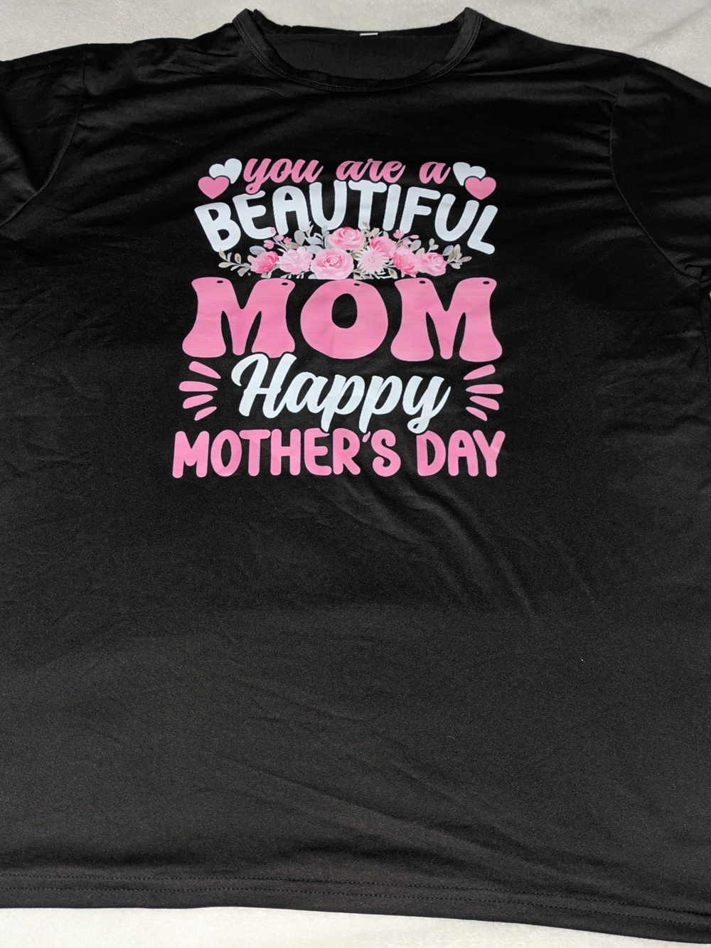 NWOT Happy Mother's Day Beautiful Mom Graphic T-Shirt Black Tunic Crew Neck 2XL